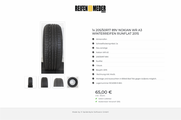 1x 205/50R17 89V NOKIAN WR A3 WINTERREIFEN RUNFLAT 2015 #1L3J – Bild 5