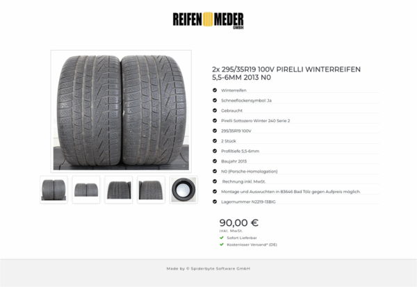 2x 295/35R19 100V PIRELLI WINTERREIFEN 5,5-6MM 2013 N0 #1J0E – Bild 6