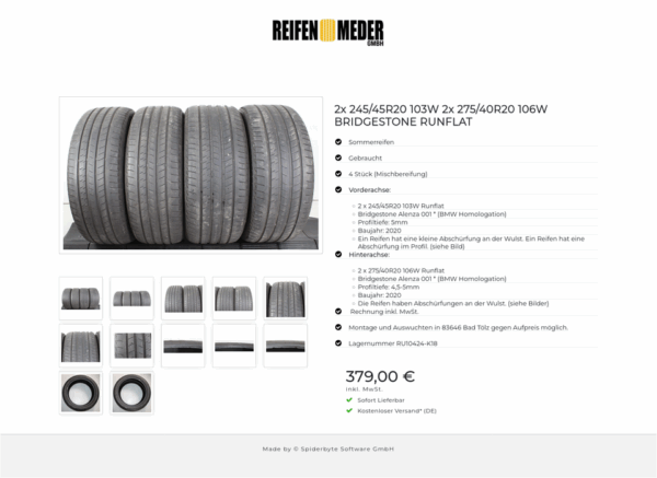 2x 245/45R20 103W 2x 275/40R20 106W BRIDGESTONE RUNFLAT #1W8C – Bild 13
