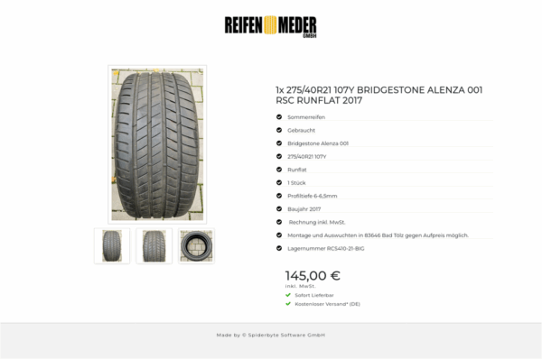 1x 275/40R21 107Y BRIDGESTONE ALENZA 001 RSC RUNFLAT 2017 #8195 – Bild 4