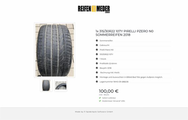 1x 315/30R22 107Y PIRELLI PZERO N0 SOMMERREIFEN 2018  #6177 – Bild 3