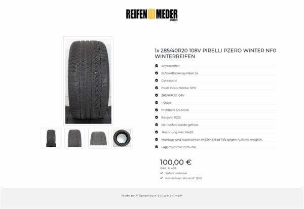 1x 285/40R20 108V PIRELLI PZERO WINTER NF0 WINTERREIFEN #1H5R – Bild 5