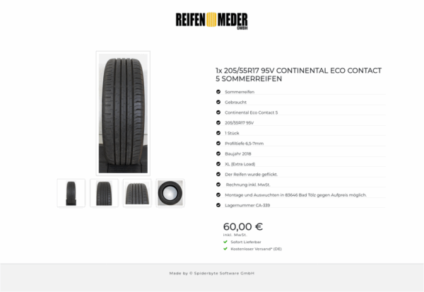 1x 205/55R17 95V CONTINENTAL  ECO CONTACT 5 SOMMERREIFEN #1NKY – Bild 5