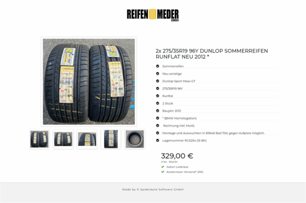 2x 275/35R19 96Y DUNLOP SOMMERREIFEN RUNFLAT NEU 2012 * #12AT – Bild 6