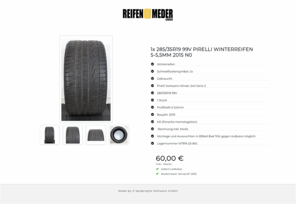1x 285/35R19 99V PIRELLI WINTERREIFEN 5-5,5MM 2015 N0 #1EQY – Bild 5