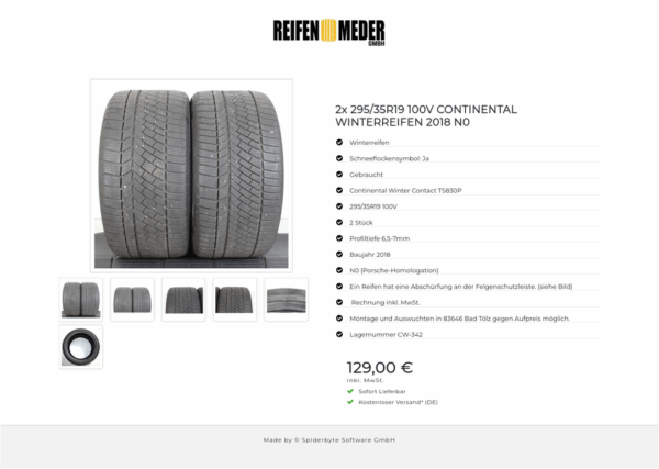 2x 295/35R19 100V CONTINENTAL WINTERREIFEN 2018 N0 #1ERP – Bild 7