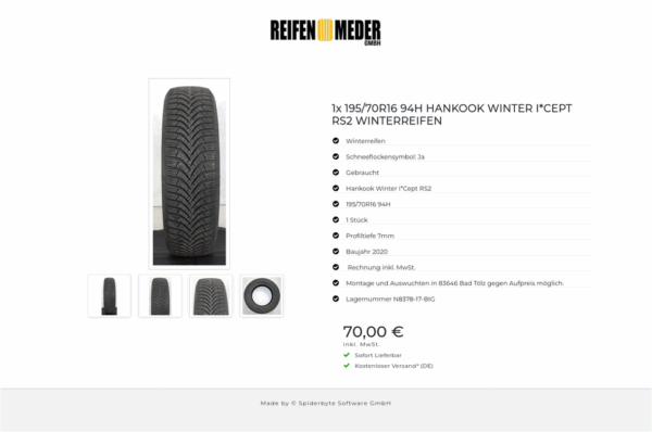 1x 195/70R16 94H HANKOOK WINTER I*CEPT RS2 WINTERREIFEN #1H4L – Bild 5