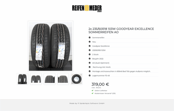 2x 235/60R18 103W GOODYEAR EXCELLENCE SOMMERREIFEN AO #1PVL – Bild 6