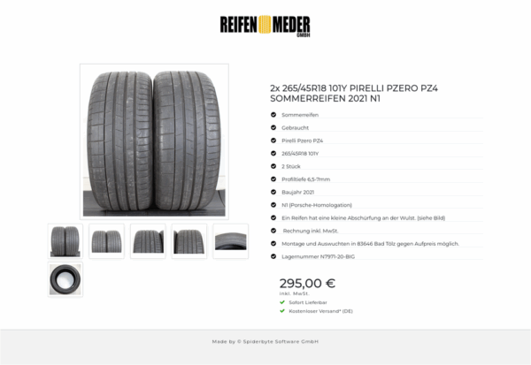 2x 265/45R18 101Y PIRELLI PZERO PZ4 SOMMERREIFEN 2021 N1 #1EWV – Bild 7