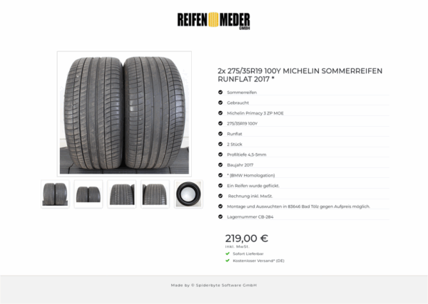 2x 275/35R19 100Y MICHELIN SOMMERREIFEN RUNFLAT 2017 * #1LGQ – Bild 6