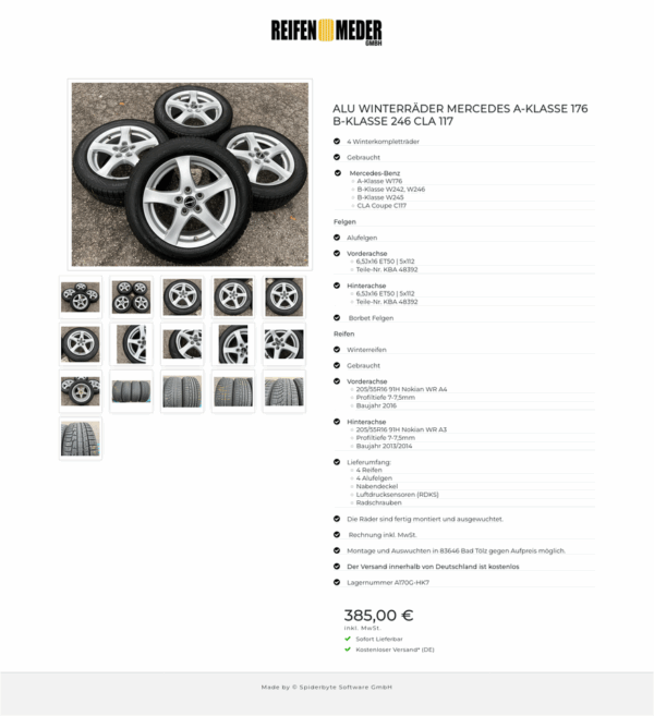 ALU WINTERRÄDER MERCEDES A-KLASSE 176 B-KLASSE 246 CLA 117  #1D6H – Bild 17