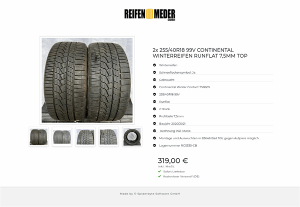 2x 255/40R18 99V CONTINENTAL WINTERREIFEN RUNFLAT 7,5MM TOP #9872 – Bild 6
