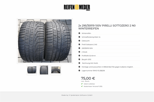 2x 295/35R19 100V PIRELLI SOTTOZERO 2 N0 WINTERREIFEN #6753 – Bild 4