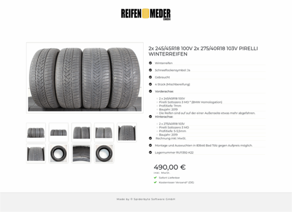 2x 245/45R18 100V 2x 275/40R18 103V PIRELLI WINTERREIFEN #1W3W – Bild 9