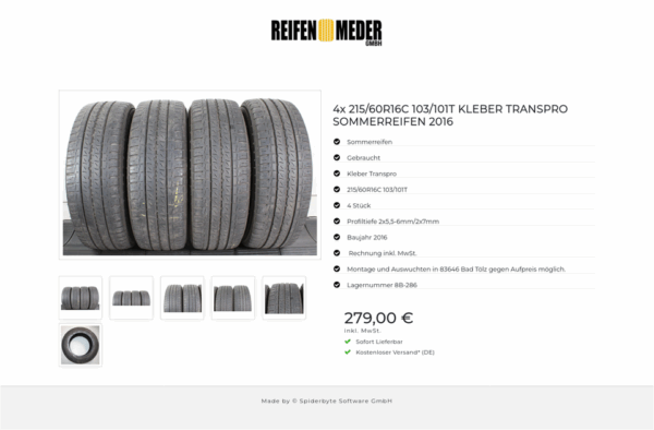 4x 215/60R16C 103/101T KLEBER TRANSPRO SOMMERREIFEN 2016 #1WKQ – Bild 7