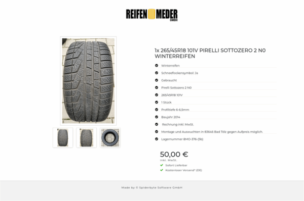 1x 265/45R18 101V PIRELLI SOTTOZERO 2 N0 WINTERREIFEN #8590 – Bild 4