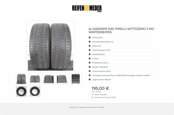 2x 245/45R19 102V PIRELLI SOTTOZERO 3 MO WINTERREIFEN #1WNM – Bild 8