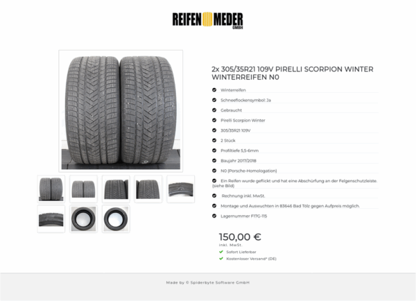 2x 305/35R21 109V PIRELLI SCORPION WINTER WINTERREIFEN N0 #1GJX – Bild 9