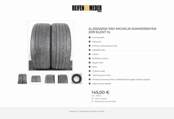 2x 255/45R20 105V MICHELIN SOMMERREIFEN 2019 SILENT XL #1WME – Bild 6