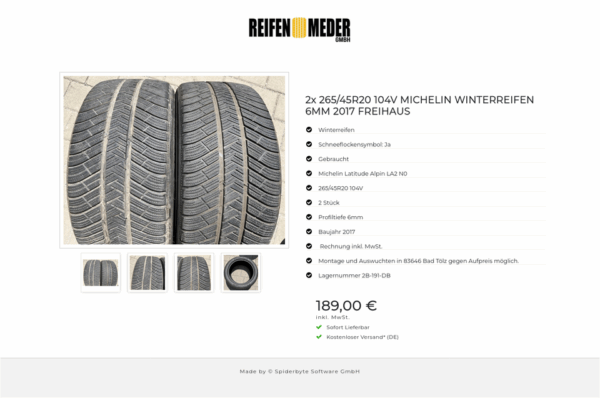 2x 265/45R20 104V MICHELIN WINTERREIFEN 6MM 2017 FREIHAUS #4059 – Bild 5
