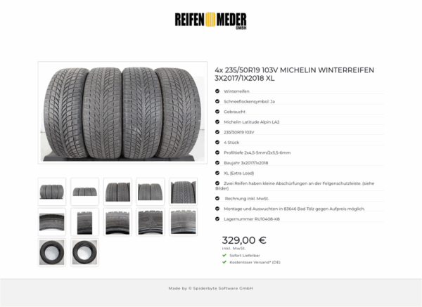 4x 235/50R19 103V MICHELIN WINTERREIFEN 3X2017/1X2018 XL #1PRX – Bild 13