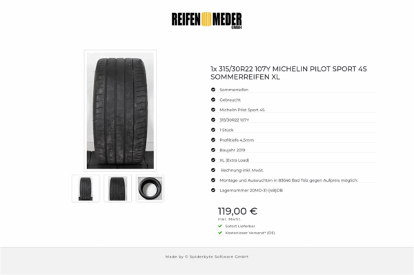 1x 315/30R22 107Y MICHELIN PILOT SPORT 4S SOMMERREIFEN XL #14OP – Bild 4