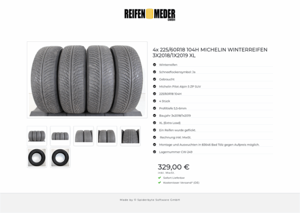 4x 225/60R18 104H MICHELIN WINTERREIFEN 3X2018/1X2019 XL #1L5I – Bild 8