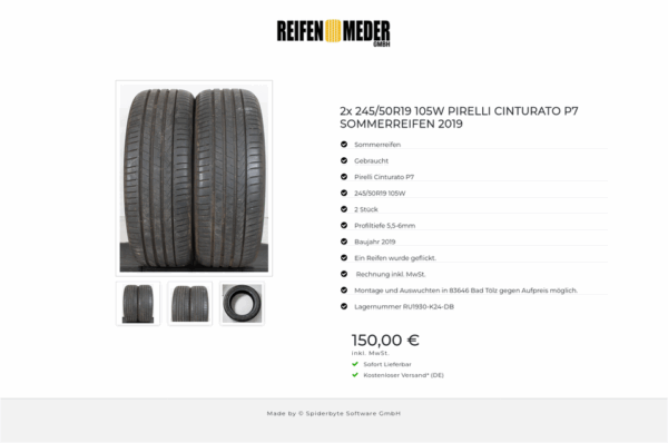 2x 245/50R19 105W PIRELLI CINTURATO P7 SOMMERREIFEN 2019 #164F – Bild 4