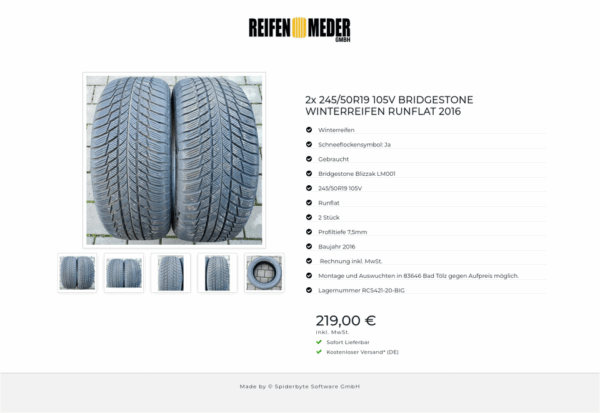 2x 245/50R19 105V BRIDGESTONE WINTERREIFEN RUNFLAT 2016 #9388 – Bild 6