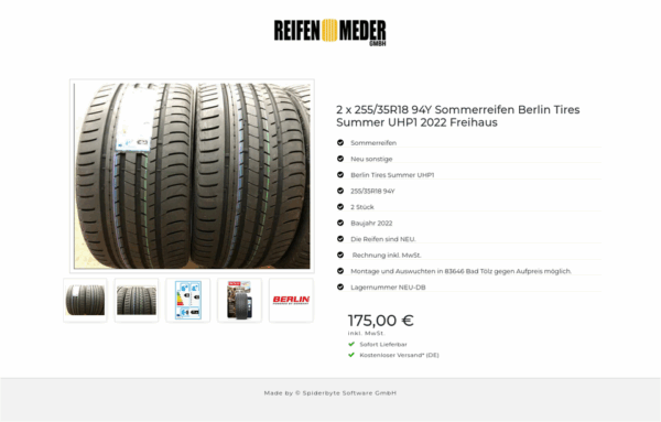 2 X 255/35R18 94Y BERLIN TIRES SUMMER UHP1 SOMMERREIFEN NEU #121L – Bild 6