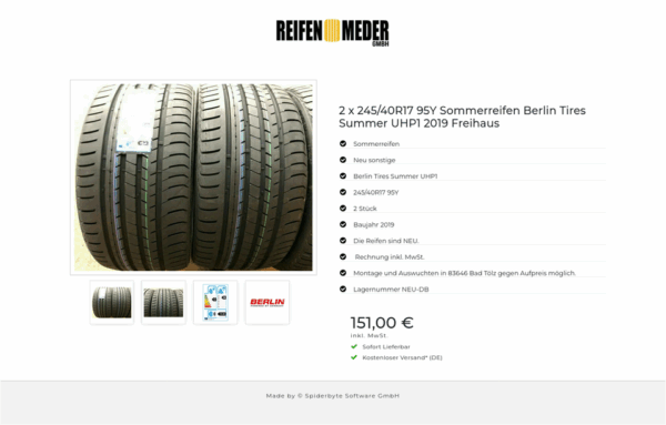 2 X 245/40R17 95Y BERLIN TIRES SUMMER UHP1 SOMMERREIFEN NEU #128U – Bild 5
