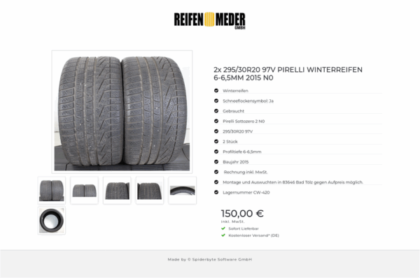 2x 295/30R20 97V PIRELLI WINTERREIFEN 6-6,5MM 2015 N0 #1P0T – Bild 7