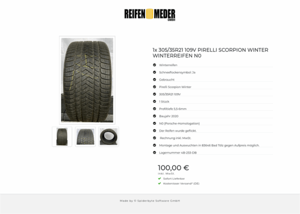 1x 305/35R21 109V PIRELLI SCORPION WINTER WINTERREIFEN N0 #9923 – Bild 4