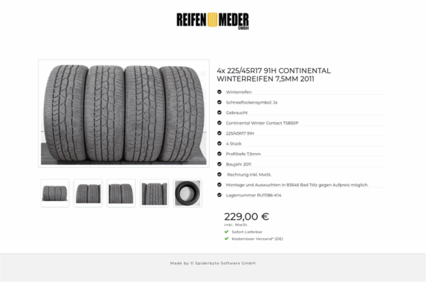 4x 225/45R17 91H CONTINENTAL WINTERREIFEN 7,5MM 2011 #1USU – Bild 6