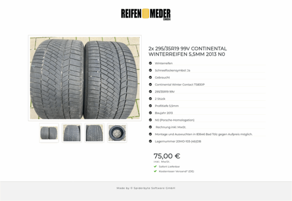 2x 295/35R19 99V CONTINENTAL WINTERREIFEN 5,5MM 2013 N0 #8420 – Bild 5