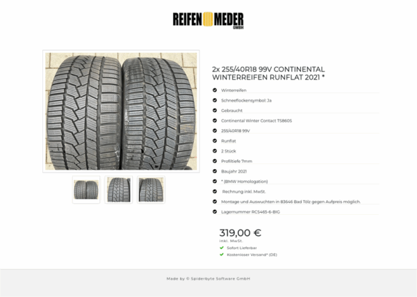 2x 255/40R18 99V CONTINENTAL WINTERREIFEN RUNFLAT 2021 * #13AP – Bild 4