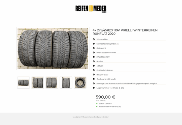 4x 275/45R20 110V PIRELLI WINTERREIFEN RUNFLAT 2020 #8696 – Bild 6