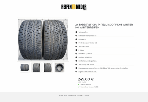 2x 305/35R21 109V PIRELLI SCORPION WINTER N0 WINTERREIFEN #7272 – Bild 5