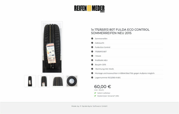 1x 175/65R13 80T FULDA ECO CONTROL SOMMERREIFEN NEU 2015 #1L2F – Bild 5