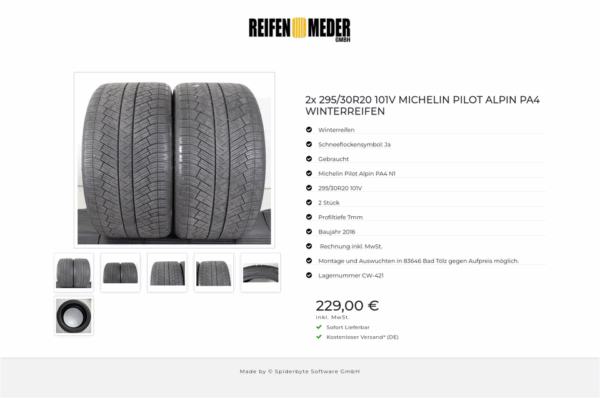 2x 295/30R20 101V MICHELIN PILOT ALPIN PA4 WINTERREIFEN #1P0U – Bild 7