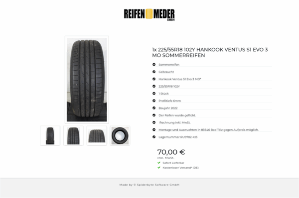 1x 225/55R18 102Y HANKOOK VENTUS S1 EVO 3 MO SOMMERREIFEN #1O0E – Bild 5