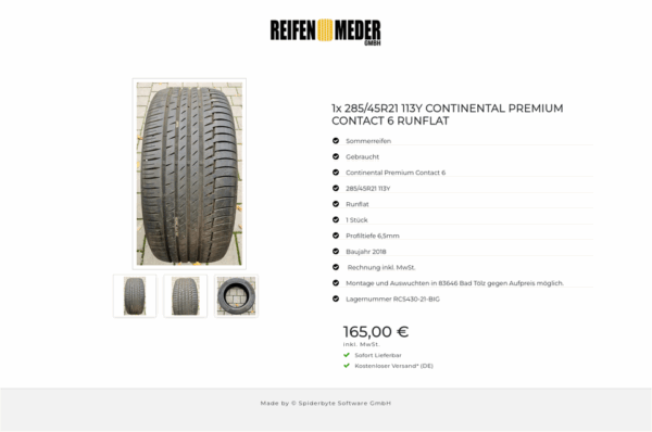 1x 285/45R21 113Y CONTINENTAL PREMIUM CONTACT 6 RUNFLAT #8213 – Bild 4