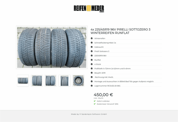 4x 225/45R19 96V PIRELLI SOTTOZERO 3 WINTERREIFEN RUNFLAT #9398 – Bild 6