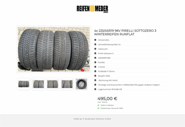 4x 225/45R19 96V PIRELLI SOTTOZERO 3 WINTERREIFEN RUNFLAT #13AQ – Bild 6