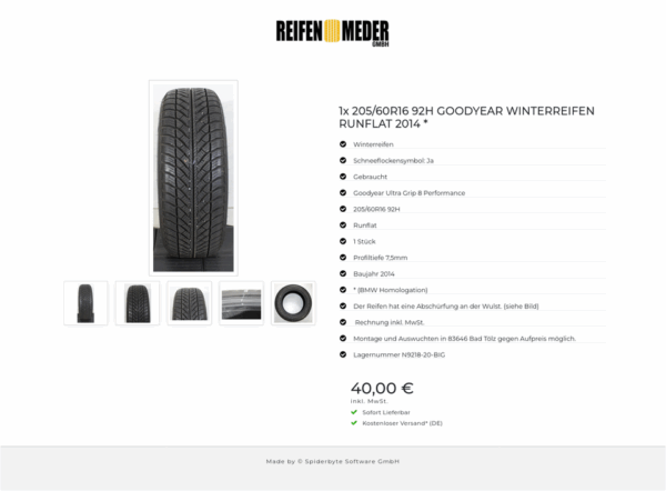 1x 205/60R16 92H GOODYEAR WINTERREIFEN RUNFLAT 2014 * #1LKN – Bild 6