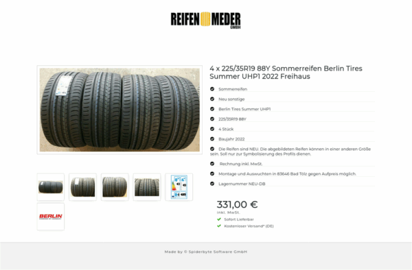 4 X 225/35R19 88Y BERLIN TIRES SUMMER UHP1 SOMMERREIFEN NEU 2020 – Bild 7