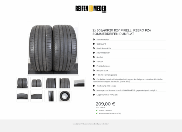 2x 305/40R20 112Y PIRELLI PZERO PZ4 SOMMERREIFEN RUNFLAT #1HQC – Bild 10