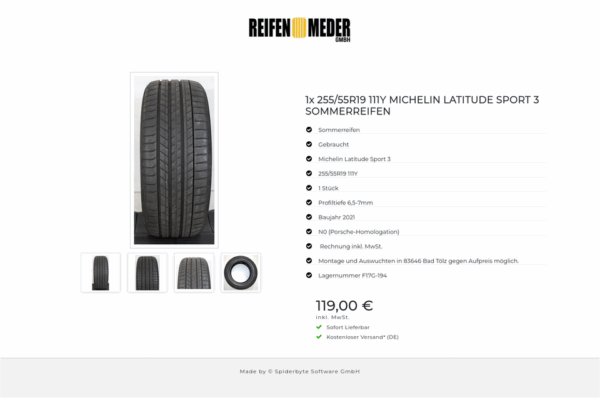 1x 255/55R19 111Y MICHELIN LATITUDE SPORT 3 SOMMERREIFEN #1HKE – Bild 5