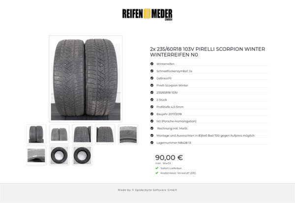 2x 235/60R18 103V PIRELLI SCORPION WINTER WINTERREIFEN N0 #1H9R – Bild 9