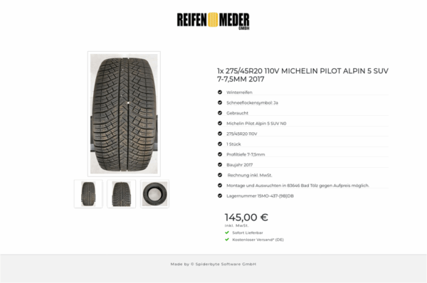 1x 275/45R20 110V MICHELIN PILOT ALPIN 5 SUV 7-7,5MM 2017 #136U – Bild 4